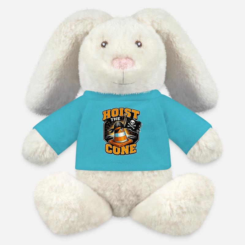 Construction Worker Road Construction Traffic Cone - MiniFeet® RecycelHase® Bunny Cream - atoll blue