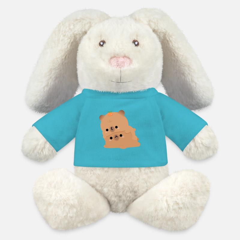 Capybara-Paar - MiniFeet® RecycelHase® Creme - Atollblau