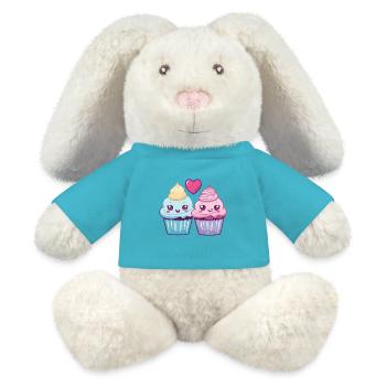 Muffin Paar Liebe Herz Lustig - MiniFeet® RecycelHase® Creme - Atollblau - Vorne