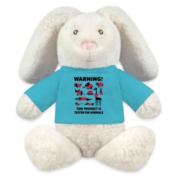 Warning this product is tested on animals 3Clr - MiniFeet® RecycelHase® Bunny Cream - atoll blue - Front