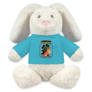 Fuchs Füchse Waldbewohner Baum - MiniFeet® RecycelHase® Creme - Atollblau - Vorne