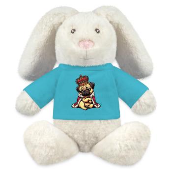 Carlin Carlin Propriétaire de carlin Amoureux du carlin Porte-carlin - Lapin en peluche recyclé MiniFeet® Crème - bleu outremer - Devant
