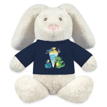 Schulkind Drache. Ach du meine Tüte! - MiniFeet® RecycelHase® Creme - French Navy - Vorne