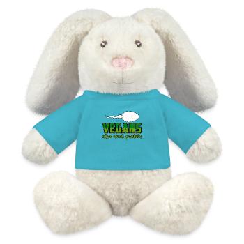 Les végétaliens ont aussi besoin de protéines - Lapin en peluche recyclé MiniFeet® Crème - bleu outremer - Devant