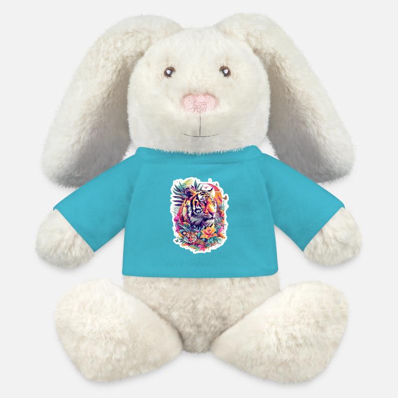 Tiger Design - MiniFeet® RecycelHase® Bunny Cream - atoll blue