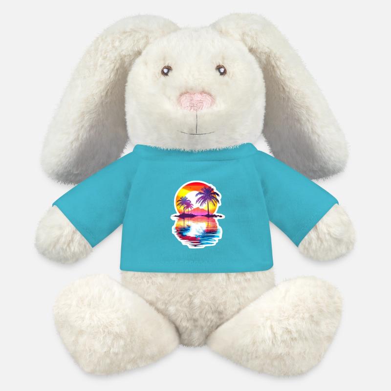 L’île du Paradis - Lapin en peluche recyclé MiniFeet® Crème - bleu outremer