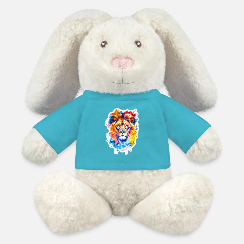 Conception du lion - Lapin en peluche recyclé MiniFeet® Crème - bleu outremer