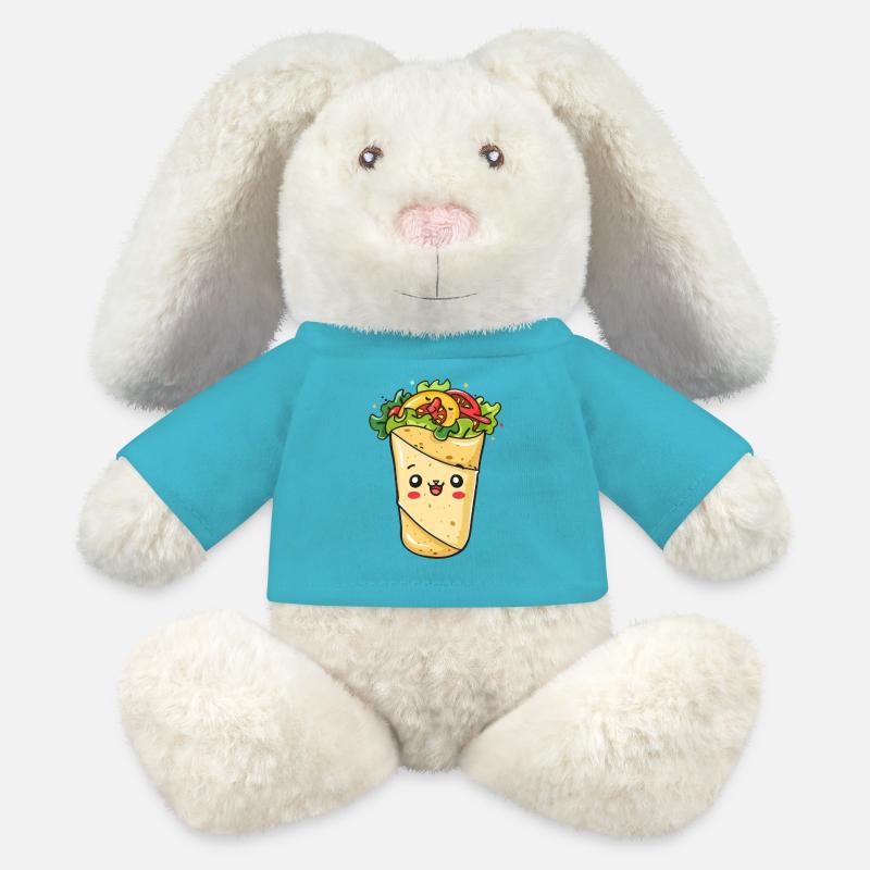 Cute Burrito Comic - MiniFeet® RecycelHase® Bunny Cream - atoll blue