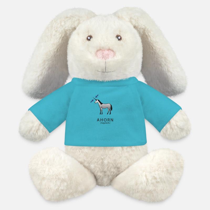érable - Lapin en peluche recyclé MiniFeet® Crème - bleu outremer