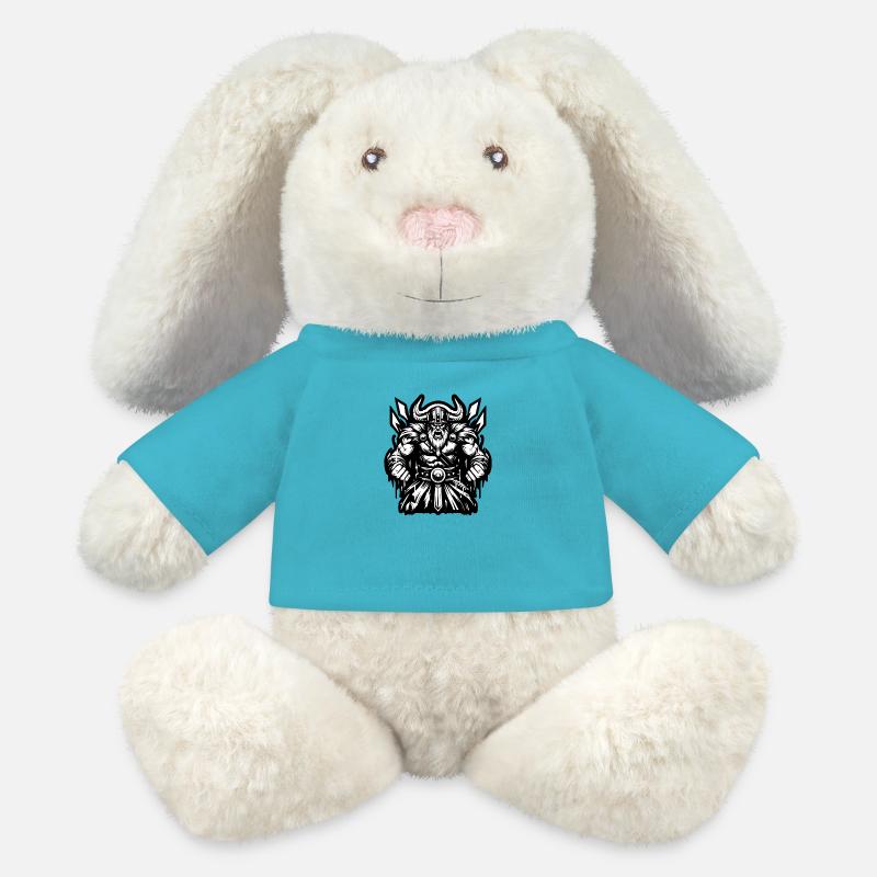 Powerful Viking Warrior Version 2 - MiniFeet® RecycelHase® Bunny Cream - atoll blue
