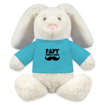 Grandpa Mustache - MiniFeet® RecycelHase® Bunny Cream - atoll blue - Front