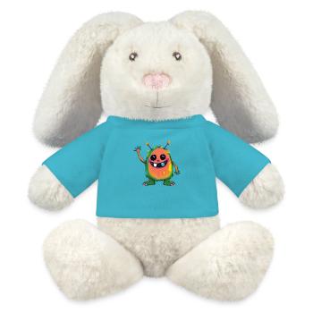Bunte Monsterkunst - Niedlicher & verspielter Charakter - MiniFeet® RecycelHase® Creme - Atollblau - Vorne