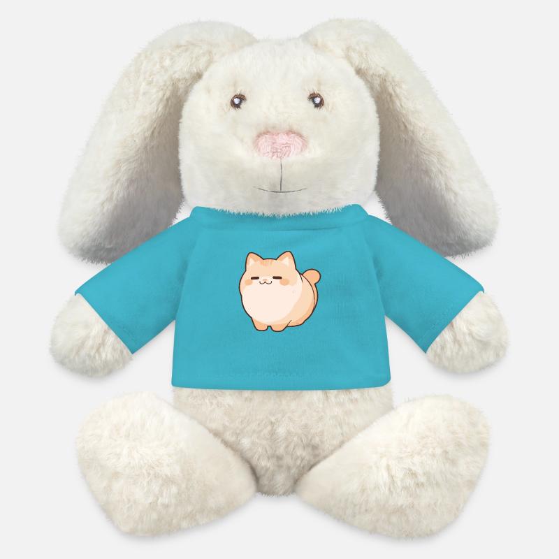 Blobby Cat - Cute Cat Pet Comic - MiniFeet® RecycelHase® Creme - Atollblau