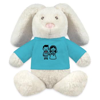 Couple de mariés - Lapin en peluche recyclé MiniFeet® Crème - bleu outremer - Devant