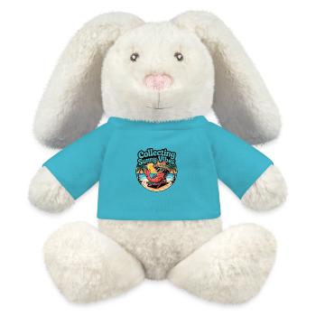 Ambiance estivale ensoleillée Drôle de crabe sur la plage - Lapin en peluche recyclé MiniFeet® Crème - bleu outremer - Devant