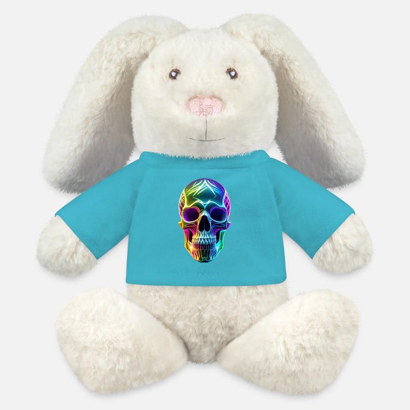 Neon Skull - MiniFeet® RecycelHase® Bunny Cream - atoll blue