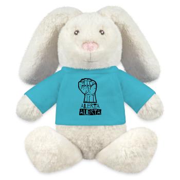 Faust Hoch Alerta Antifaschistisch Antifa 161 - 02 - MiniFeet® RecycelHase® Creme - Atollblau - Vorne