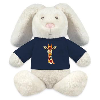 Bunte Giraffenpracht Giraffe Kopf Hals Motiv - MiniFeet® RecycelHase® Creme - French Navy - Vorne