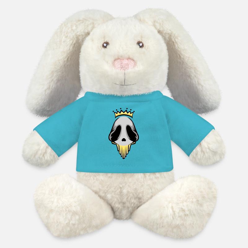 Logo du roi extraterrestre - Lapin en peluche recyclé MiniFeet® Crème - bleu outremer