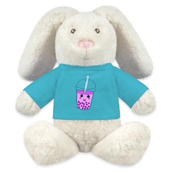 Thé à bulles - Lapin en peluche recyclé MiniFeet® Crème - bleu outremer - Devant