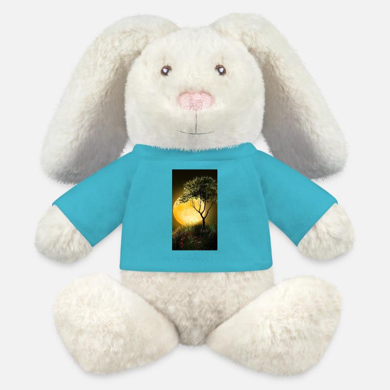 Landscape with Moon - MiniFeet® RecycelHase® Bunny Cream - atoll blue