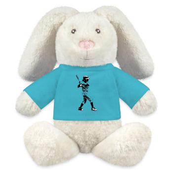 Baseball Girl - Sport Sticker - MiniFeet® RecycelHase® Creme - Atollblau - Vorne
