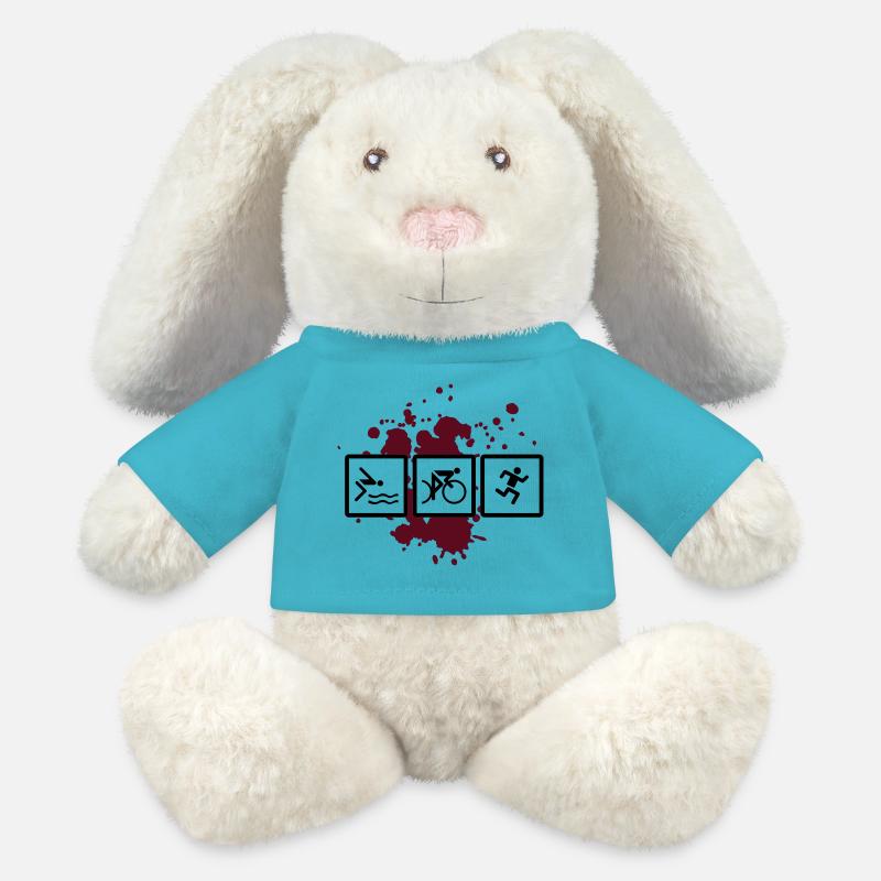 - triathlon triatlon - Lapin en peluche recyclé MiniFeet® Crème - bleu outremer