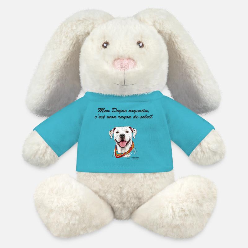 Dogue argentin rayon de soleil - Lapin en peluche recyclé MiniFeet® Crème - bleu outremer