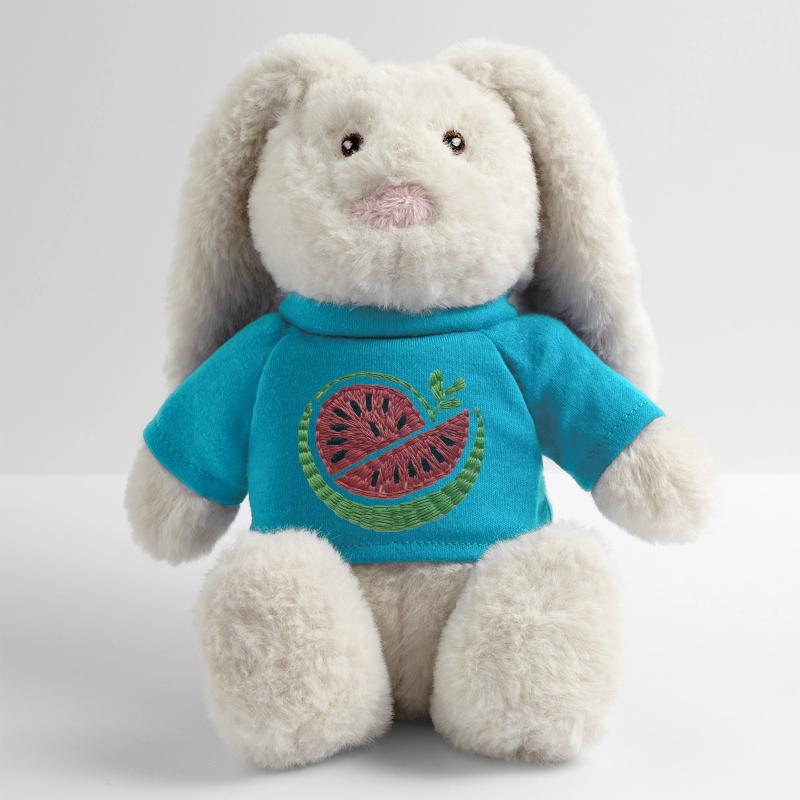 Pastèque brodée Lapin en peluche recyclé MiniFeet® Crème