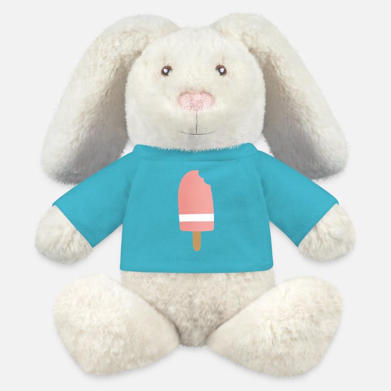 Gradient Pink Popsicle Bite - MiniFeet® RecycelHase® Bunny Cream - atoll blue