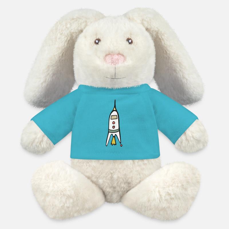 Space Rocket Launch - MiniFeet® RecycelHase® Bunny Cream - atoll blue
