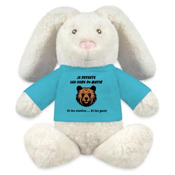 Tête d'ours en colère - Lapin en peluche recyclé MiniFeet® Crème - bleu outremer - Devant