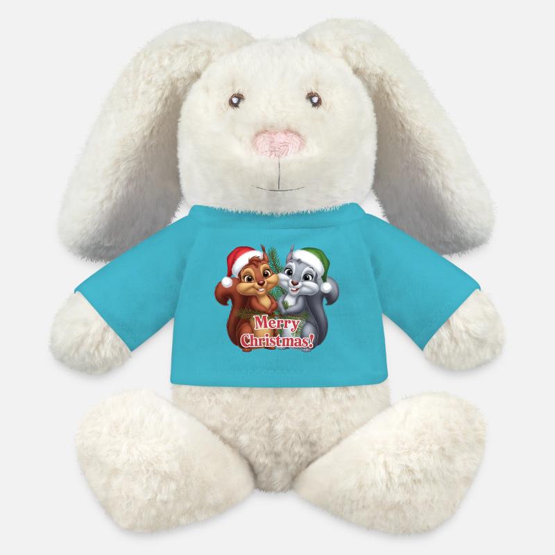 Merry Christmas Eichhörnchen Weihnachten süß - MiniFeet® RecycelHase® Creme - Atollblau