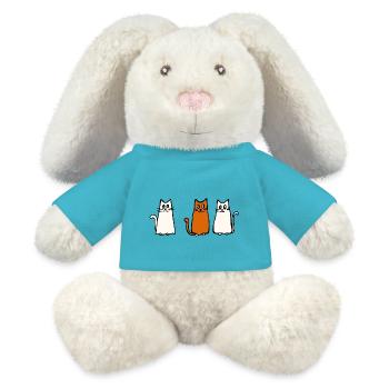 Cat Meeting - MiniFeet® RecycelHase® Bunny Cream - atoll blue - Front