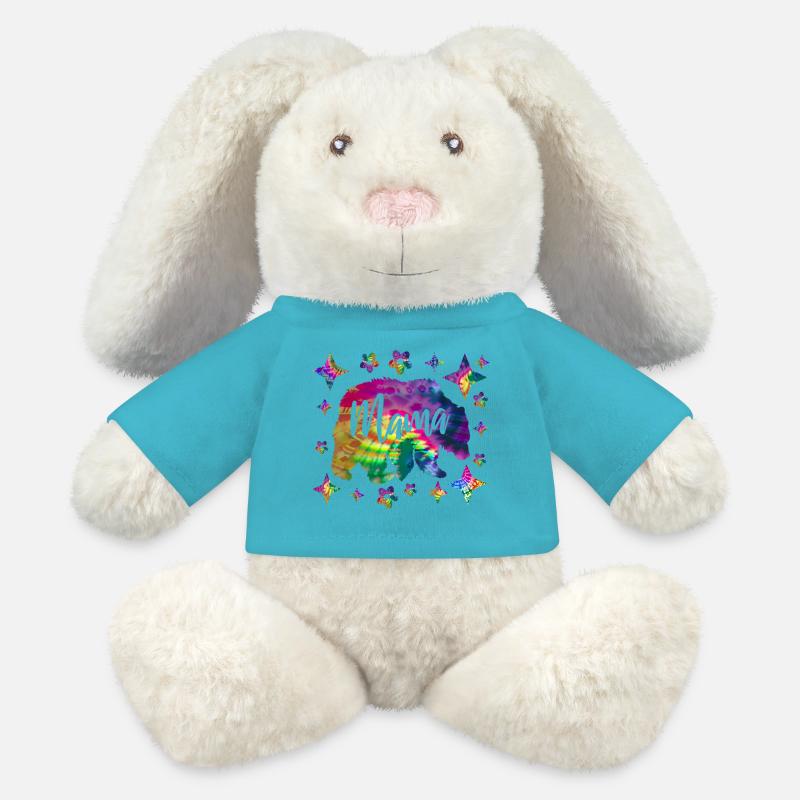 Mama Bär Batik Tie Dye - MiniFeet® RecycelHase® Creme - Atollblau