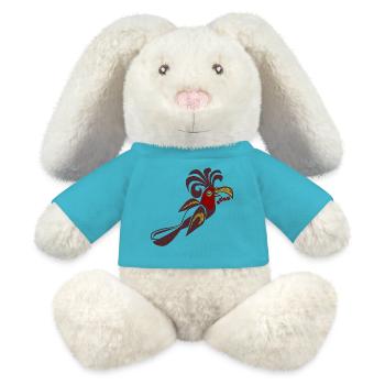 oiseau de paradis salsa oiseau calypso danse rétro - Lapin en peluche recyclé MiniFeet® Crème - bleu outremer - Devant
