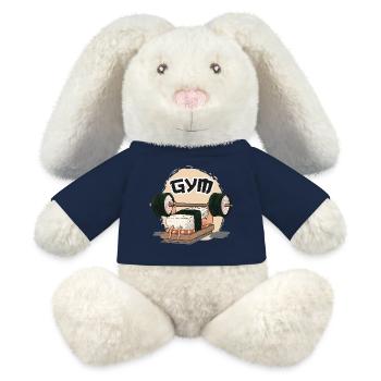 Sushi Humour dans la salle de sport - Lapin en peluche recyclé MiniFeet® Crème - bleu marine - Devant