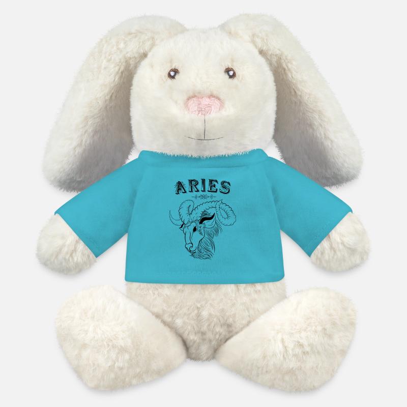 Aries Sternzeichen Widder - MiniFeet® RecycelHase® Creme - Atollblau