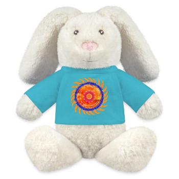 Police blanche Sunshine Mandala - Lapin en peluche recyclé MiniFeet® Crème - bleu outremer - Devant