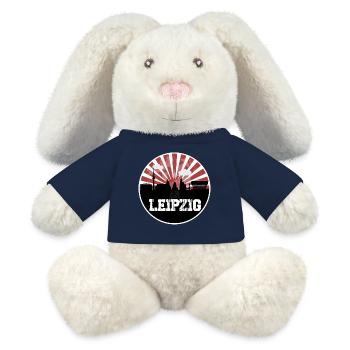 Leipzig Home Game Skyline - Lapin en peluche recyclé MiniFeet® Crème - bleu marine - Devant