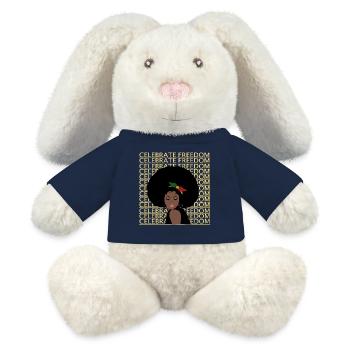 Journée de la liberté Juneteenth - Lapin en peluche recyclé MiniFeet® Crème - bleu marine - Devant
