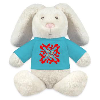 Red Floral Vines Pattern - MiniFeet® RecycelHase® Bunny Cream - atoll blue - Front