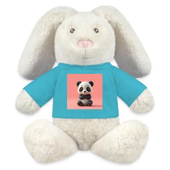 Panda effet cartoon - Lapin en peluche recyclé MiniFeet® Crème - bleu outremer - Devant