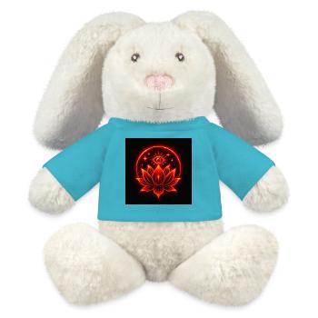 Cosmic Bloom – Spiritual Lotus Mandala Eye - MiniFeet® RecycelHase® Bunny Cream - atoll blue - Front