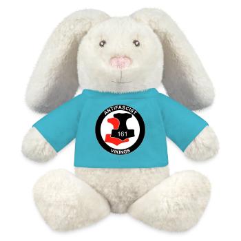 Antifa Vikings - MiniFeet® RecycelHase® Creme - Atollblau - Vorne