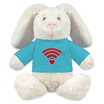 WiFi Core - Liebe Verbindung - MiniFeet® RecycelHase® Creme - Atollblau - Vorne