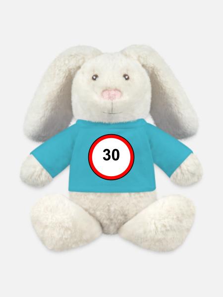 Tempo 30 Schild Muster - MiniFeet® RecycelHase® Creme - Atollblau