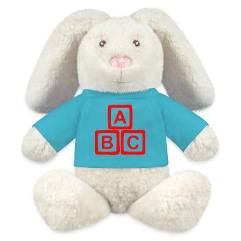 Conception contrastée de bloc ABC - Lapin en peluche recyclé MiniFeet® Crème - bleu outremer - Devant