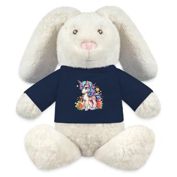 Blossom magic unicorn in spring - MiniFeet® RecycelHase® Bunny Cream - french navy - Front