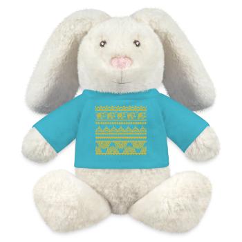 Goldene Elefanten und Stammesgrenzen - MiniFeet® RecycelHase® Creme - Atollblau - Vorne